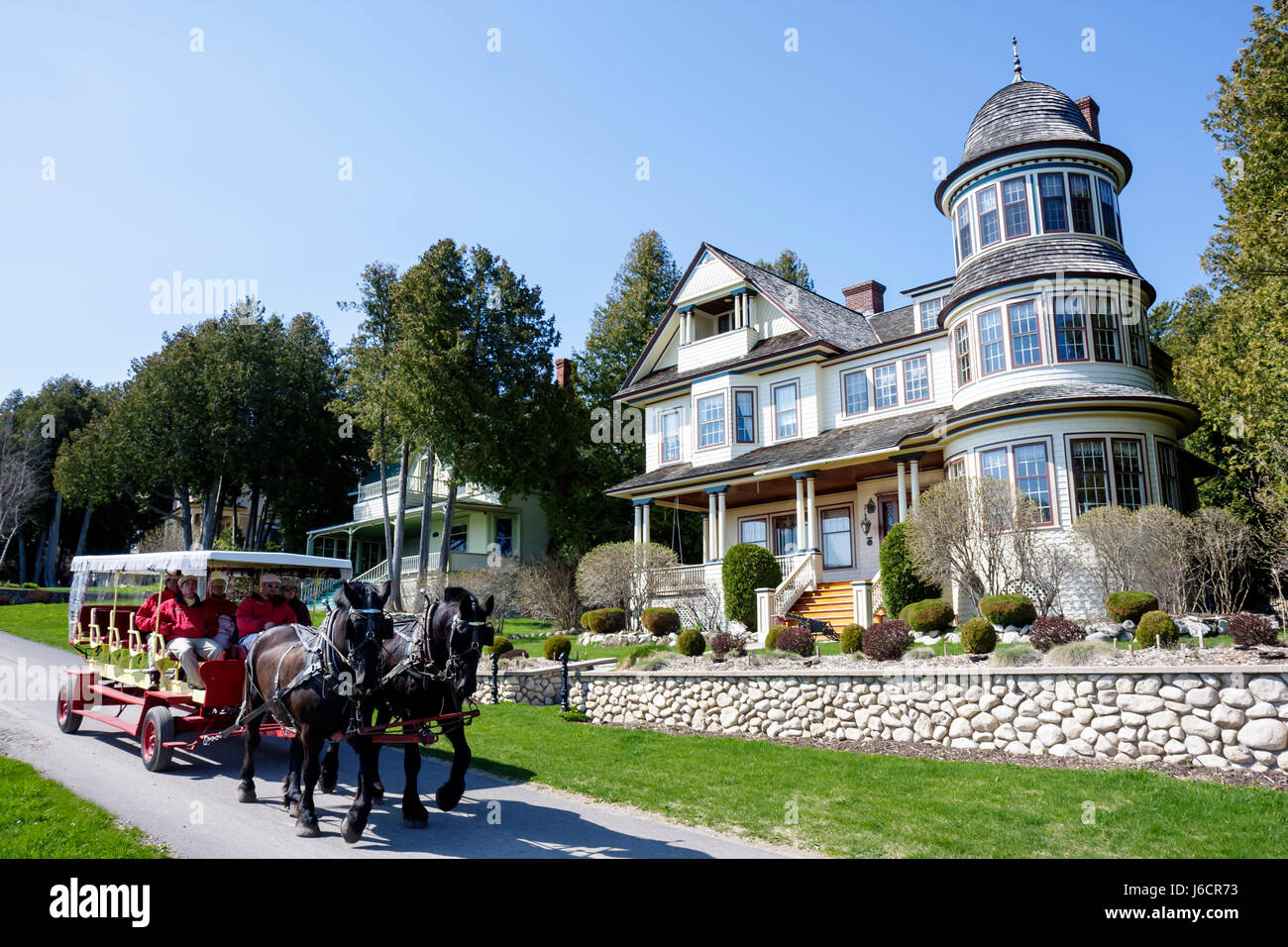 Mackinac Island Michigan, Historic State Parks Park Mackinaw, Straits of, Lake Huron, Huron Road, Haus Häuser Häuser Residenz, Gehäuse, Haus, Haus Haus Stockfoto
