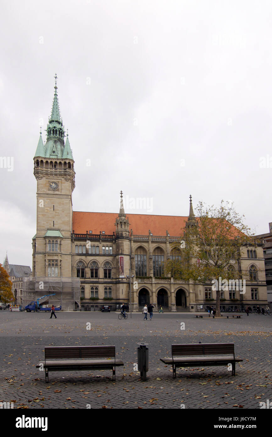 historische Bänke Rathausplatz stellt geringere Sachsen Gemeinde Braunschweig Stockfoto