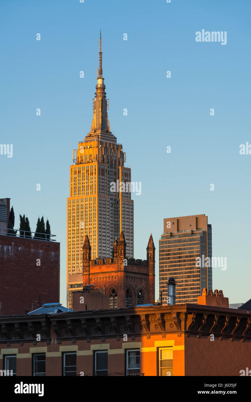 Das Empire State Building bei Sonnenuntergang. New York City Stockfoto