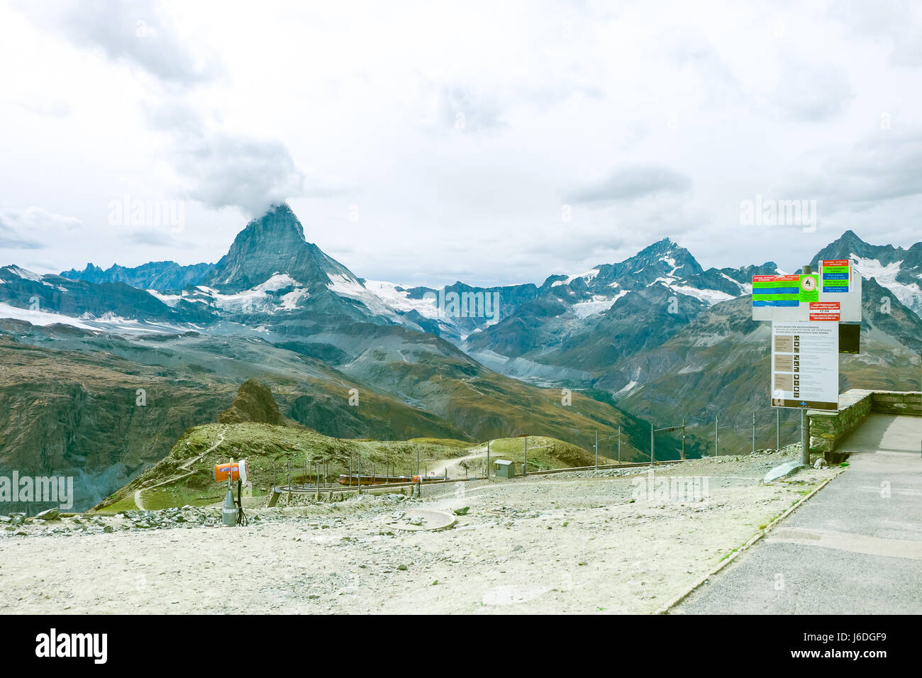 Gornergrat Bahn Matterhorn-Bergstation. Schweiz in der Sommersaison Stockfoto