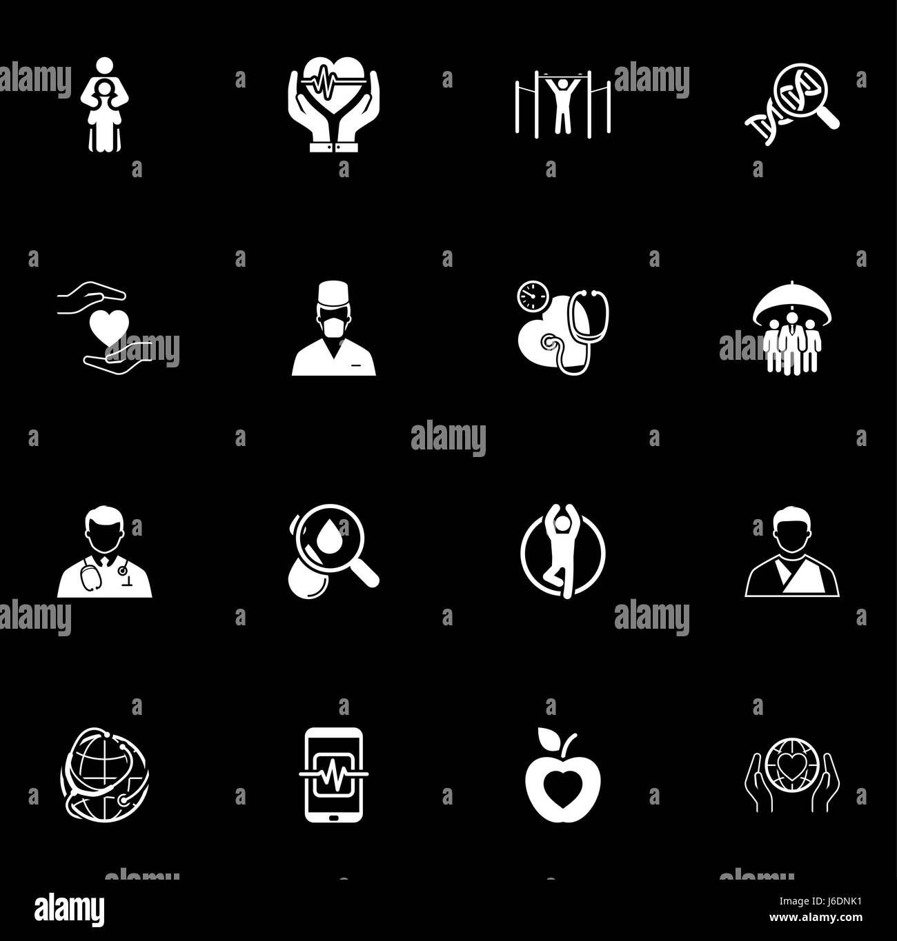 Medizin und Gesundheitswesen Icons Set. Flaches Design. Isoliert. Stock Vektor