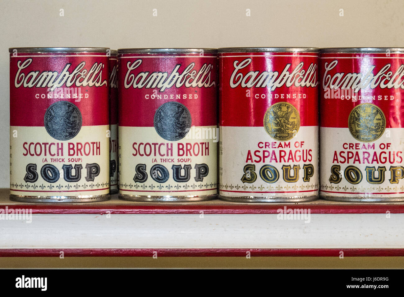 Campbells Suppendosen in der kleinen Ecke in Strawbery Banke in Portsmouth, New Hampshire Stockfoto