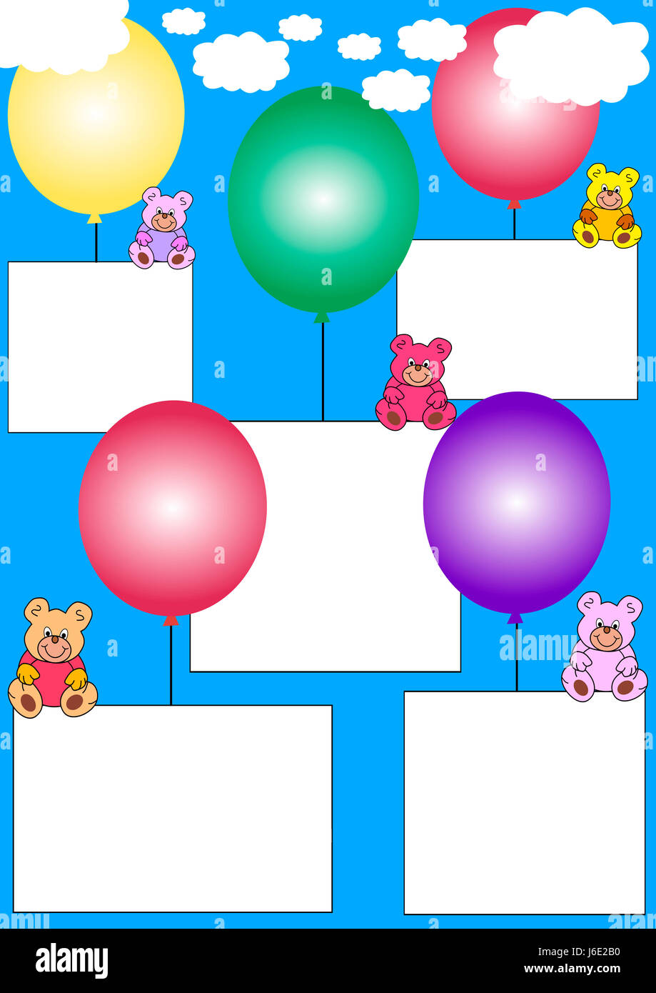 Banner mit Teddys auf Ballons Stockfoto