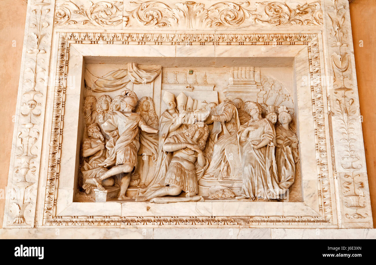 Kunst Sehenswürdigkeiten Marmorrelief Sizilien kunstvolle Italien Kunst Tourismus Kathedrale Stockfoto