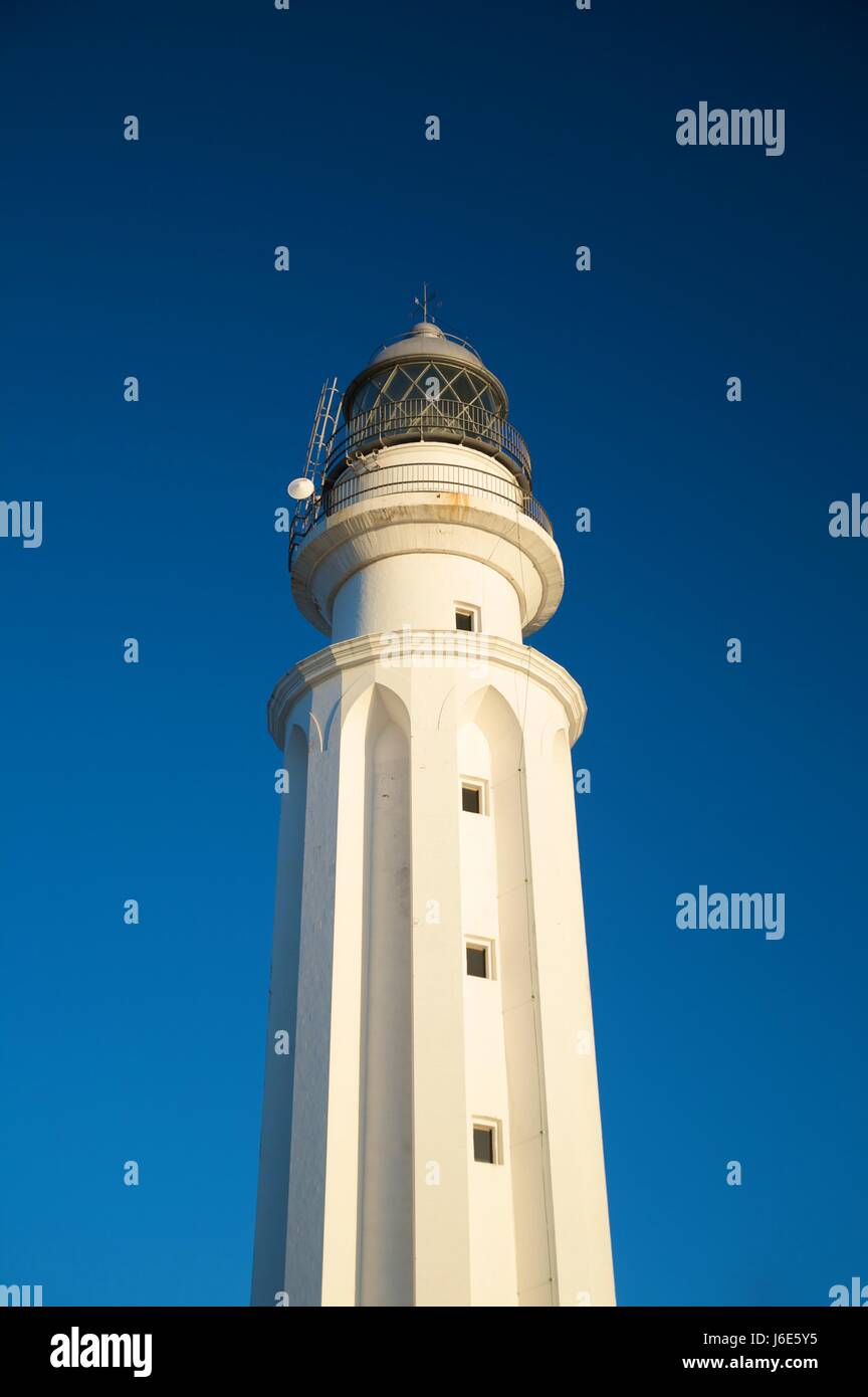 Küste Leuchtturm weiße blaue Turm bauen Europa Spanien Outdoor-Turm Stockfoto
