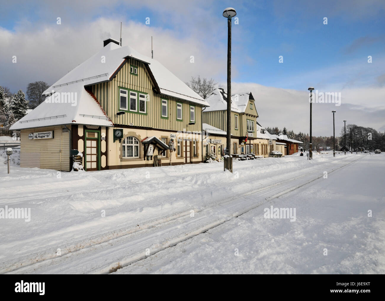 Bahnhof Eisenbahn Lok Zug Motor Rollmaterial Fahrzeug Transportmittel Stockfoto