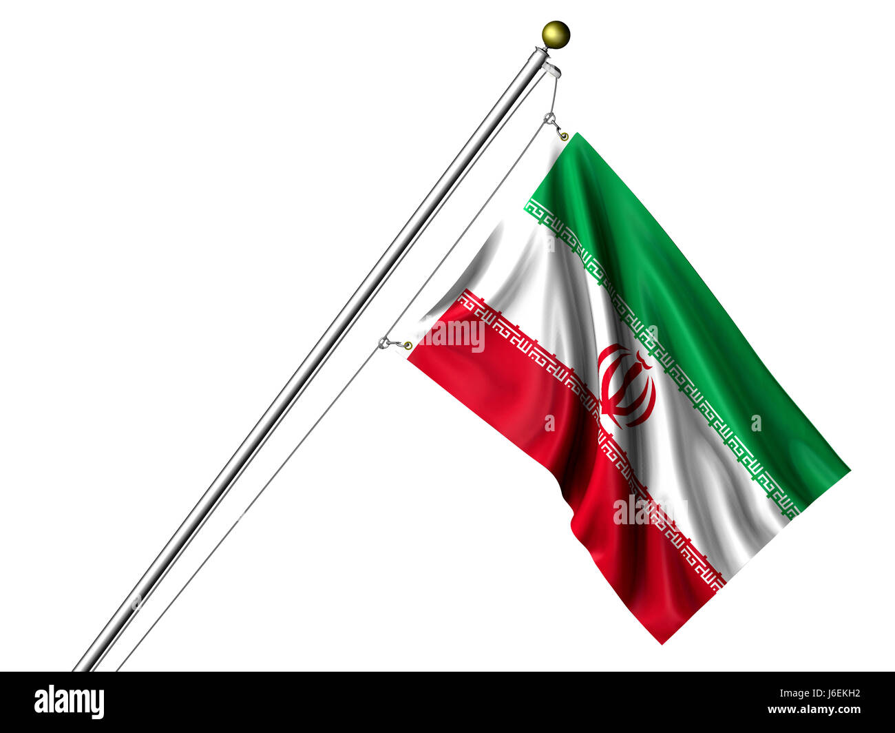 isolierte Asien Flag pole asiatischen Iran isoliert Farbe Asien Flag Pole Textil Stockfoto