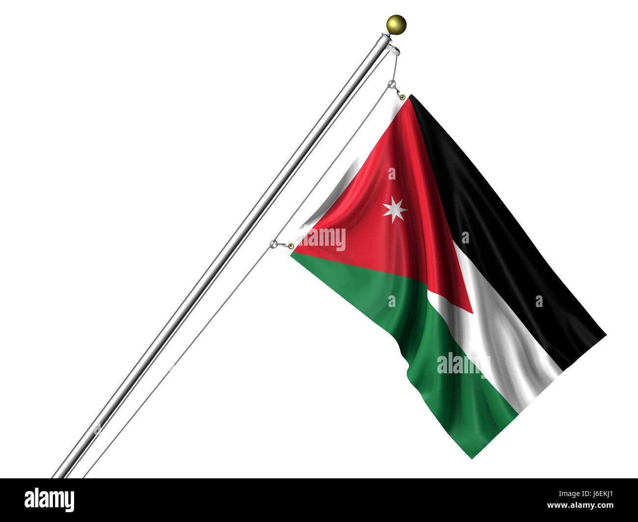 isolierte Asien Jordanien Fahnenstange asiatische isoliert Farbe Asien Jordanien Fahnenstange Stockfoto