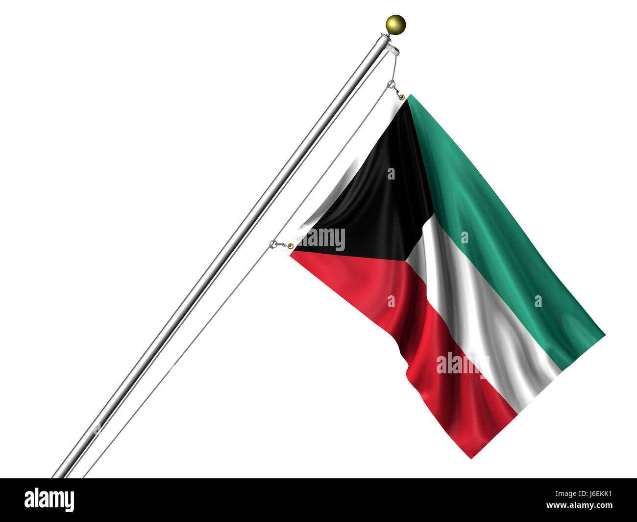 isolierte Asien Flag pole asiatischen Kuwait isoliert Farbe Asien Flag Pole Textil Stockfoto