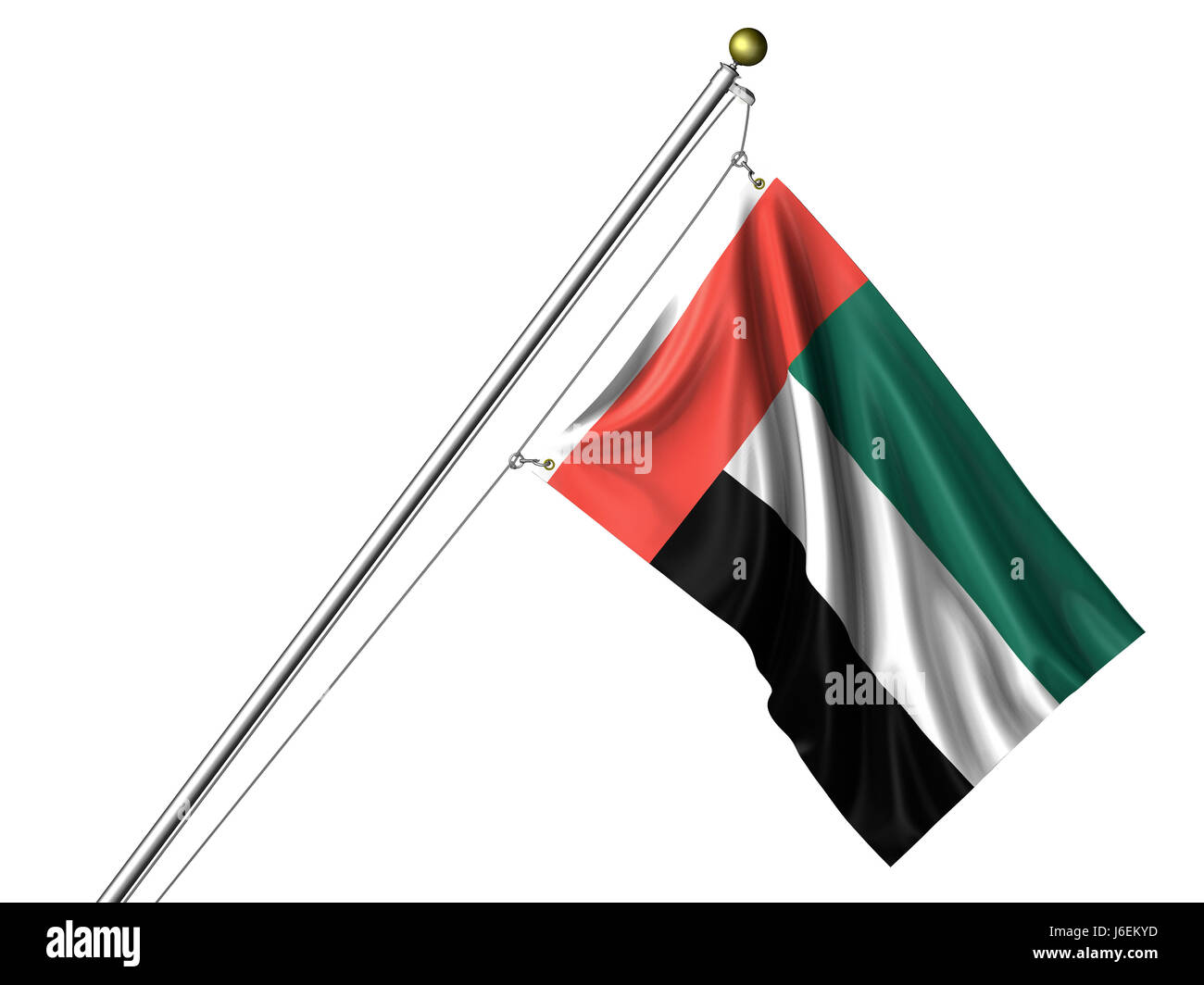 isolierte Flagge arabische Pol Emirates Vereinigte isolierte Farbe Asien Flag Pole Textil Stockfoto