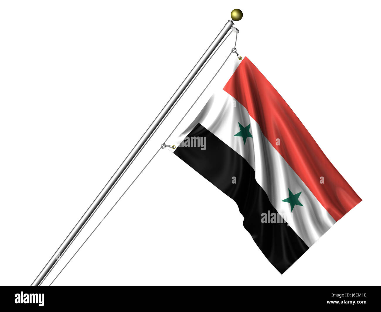 isolierte Asien Pol Syrien asiatischen syrischen isolierte Farbe Asien Fahne Fahnenmast Stockfoto