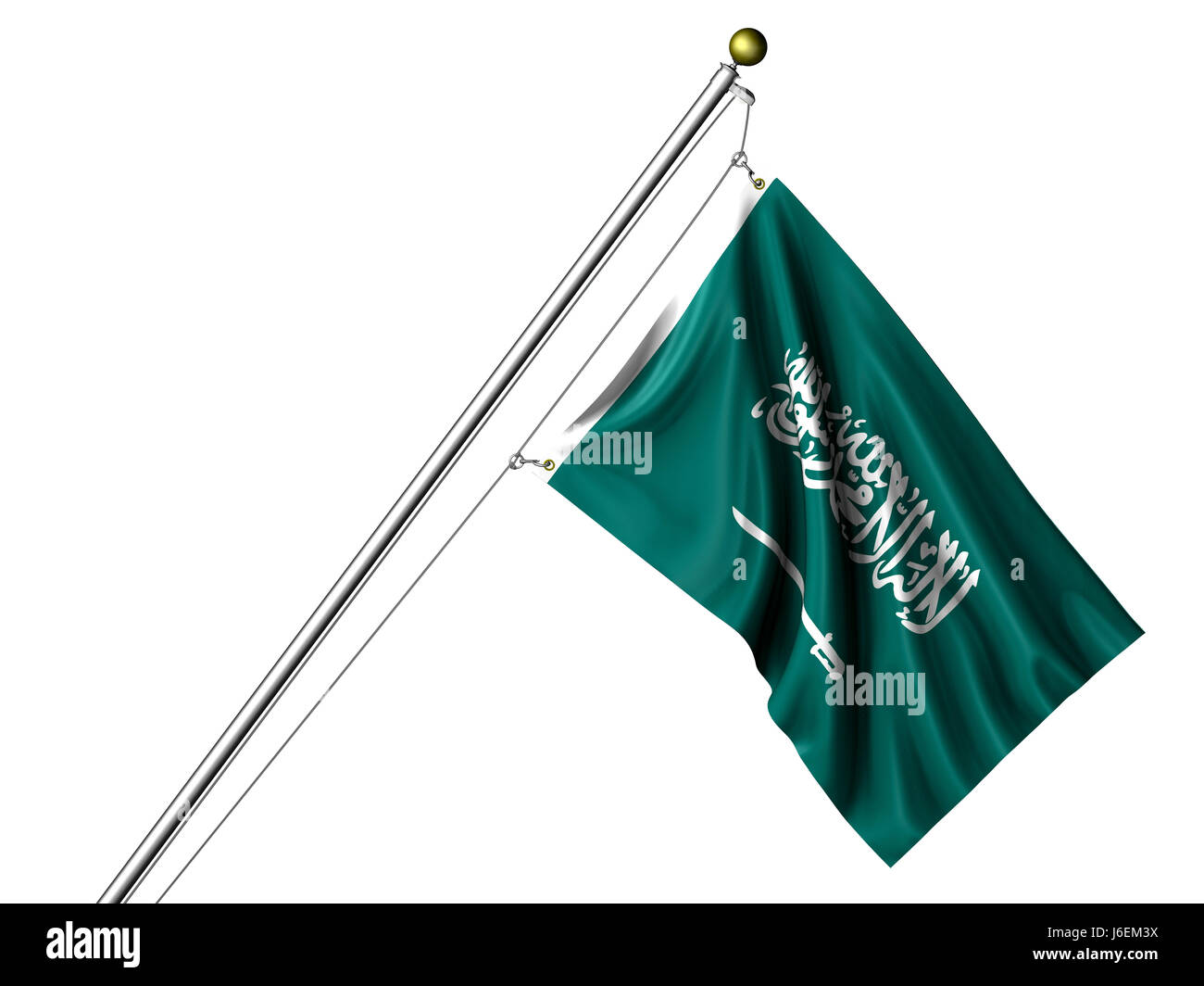 isolierte Asien Pol Arabien asiatische arabische isolierte Farbe Asien Fahne Fahnenstange Stockfoto