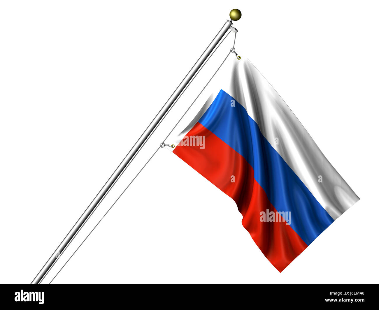 isolierte Pol Russland Russische isolierte Farbe Asien Fahne Pol Textile Fahnenbanner Stockfoto