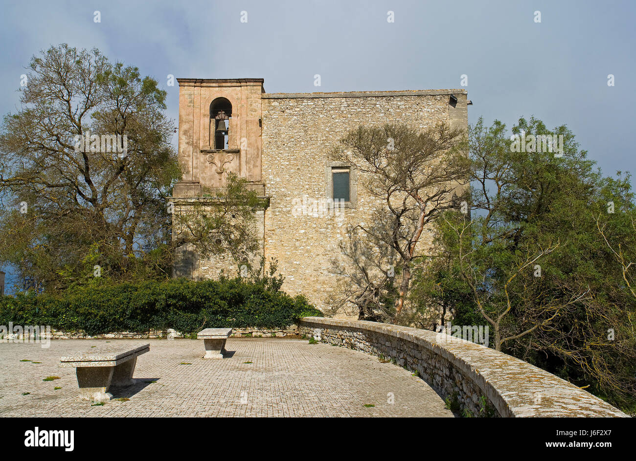 historische Kirche Sightseeing Kirchturm Sizilien Emblem Italien Reisen Gebäude Stockfoto