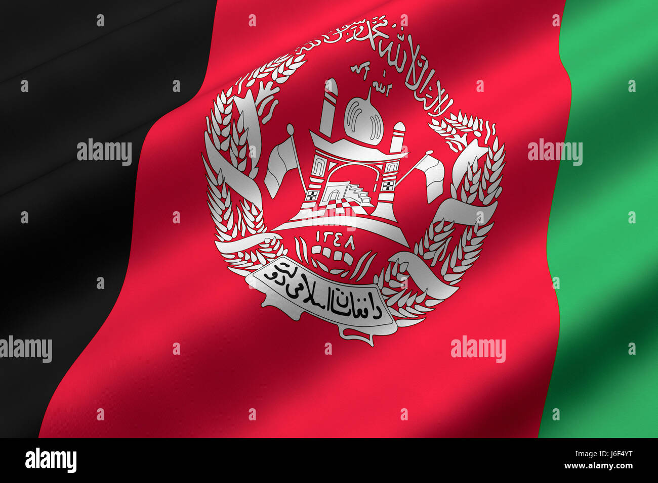 Asien Fahne afghanischen asiatischen Afghanistan Farbe Nahaufnahme Asien Textil Fahnenbanner Stockfoto