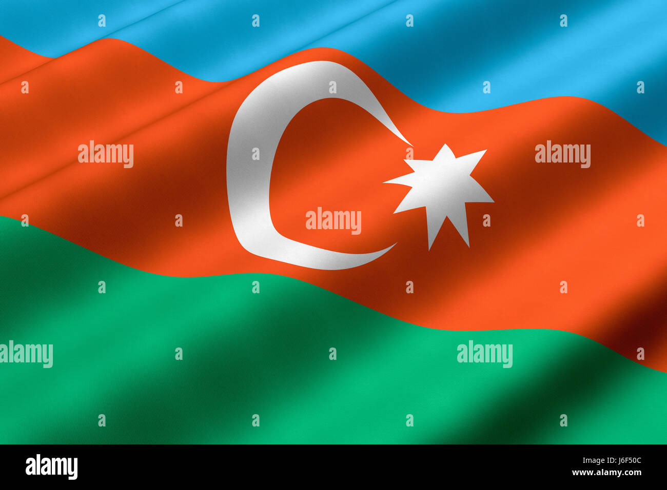 Asien Flagge Aserbaidschan asiatische Farbe Nahaufnahme Asien Flagge Aserbaidschan Textil Banner Stockfoto