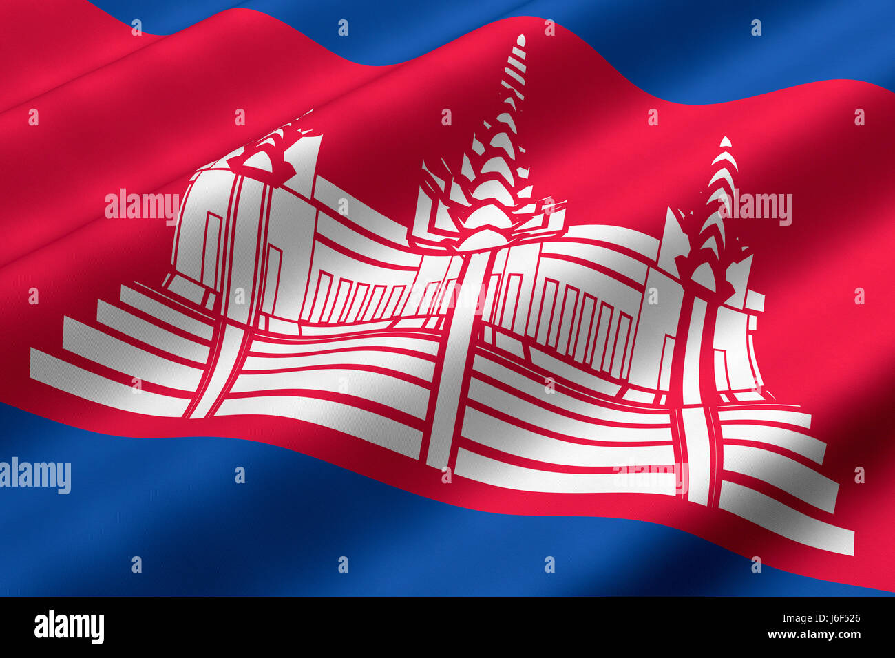 Asien Fahne asiatischen Kambodscha Nahaufnahme Asien Flagge Textil Banner Farbwiedergabe Stockfoto