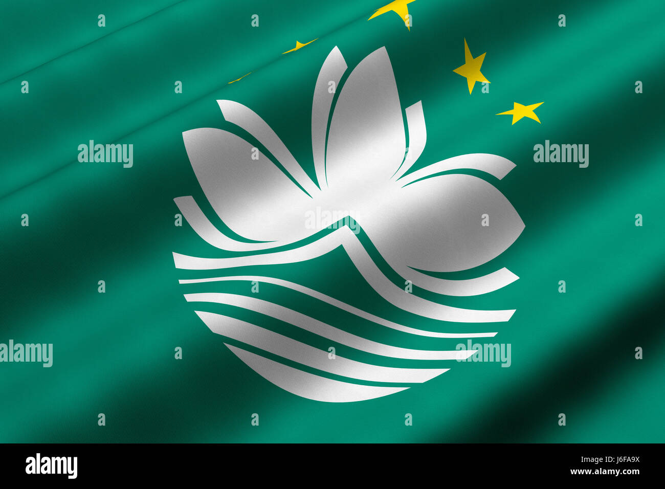 Asien Fahne China chinesische asiatischen Macau Farbe Nahaufnahme Asien Flagge China Textil Stockfoto