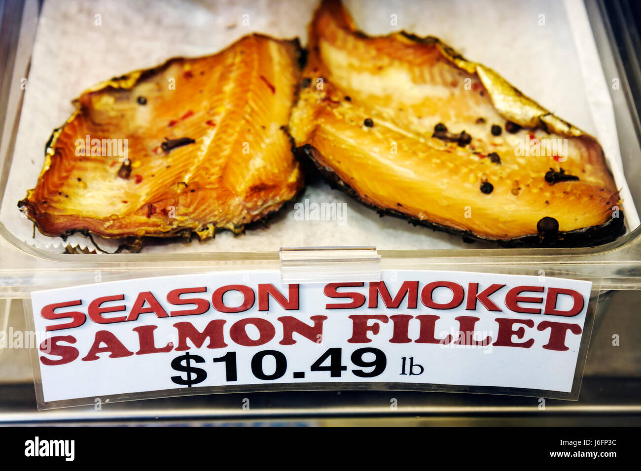 Marquette Michigan Upper Peninsula UP Lake Superior, Lakeshore Boulevard, Thill's Fish House, geräuchert, frisch, Meeresfrüchte, Great Lakes, Lachs, Filet, Preis, Einzelhandel Stockfoto