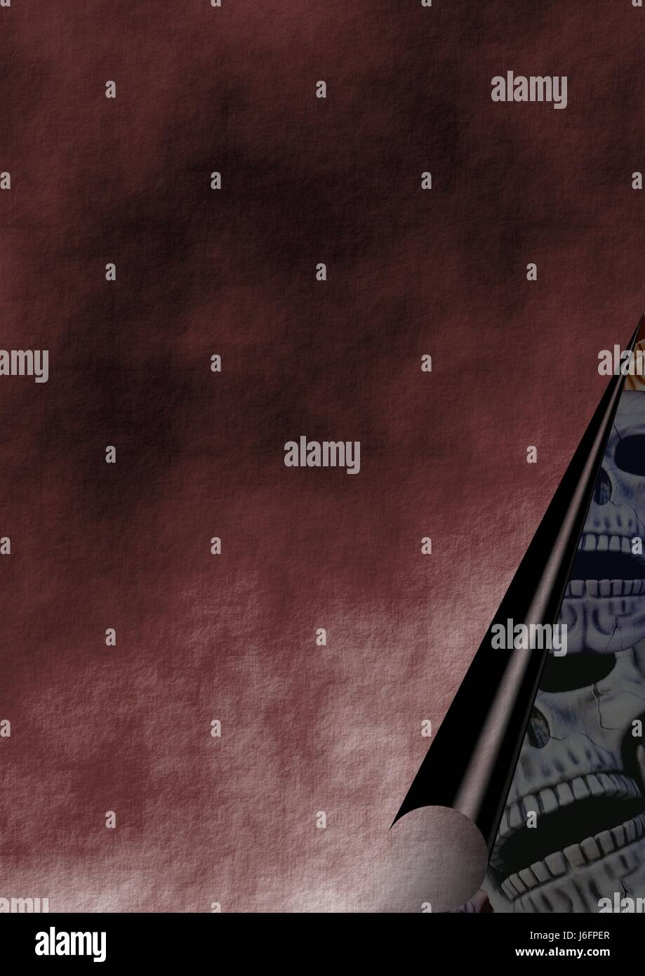 Ecke abgerollten Hintergrund Hintergrund dunkler Tod Grafik Illustration Kult Schädel Stockfoto