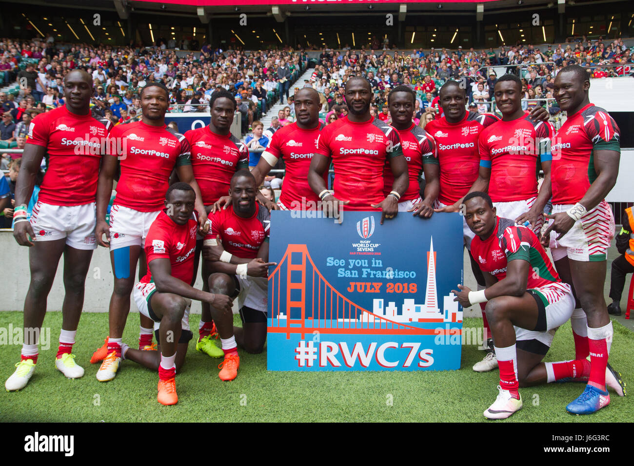 London, UK. 21. Mai 2017. Kenia-Rugby-Spieler beenden ihre Saison 2016/17 mit einen garantierten Platz in der Rugby World Cup Sevens in San Francisco im Juli 2018 stattfinden. Bildnachweis: Elsie Kibue / Alamy Live News Stockfoto