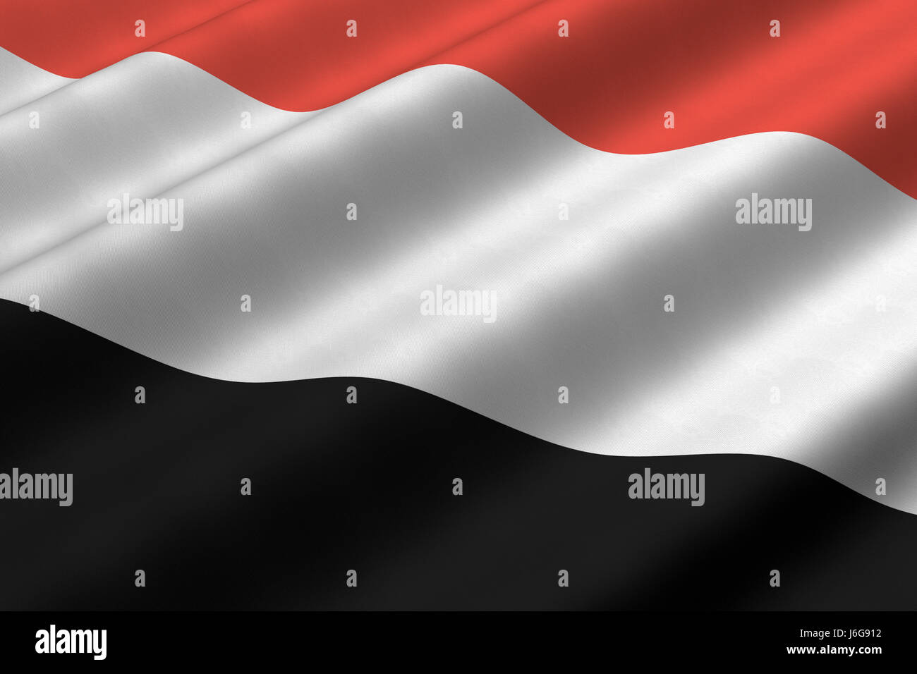 Asien Fahne asiatische Jemen Farbe Nahaufnahme Asien Flagge Rendering asiatischen Textilgewebe Stockfoto