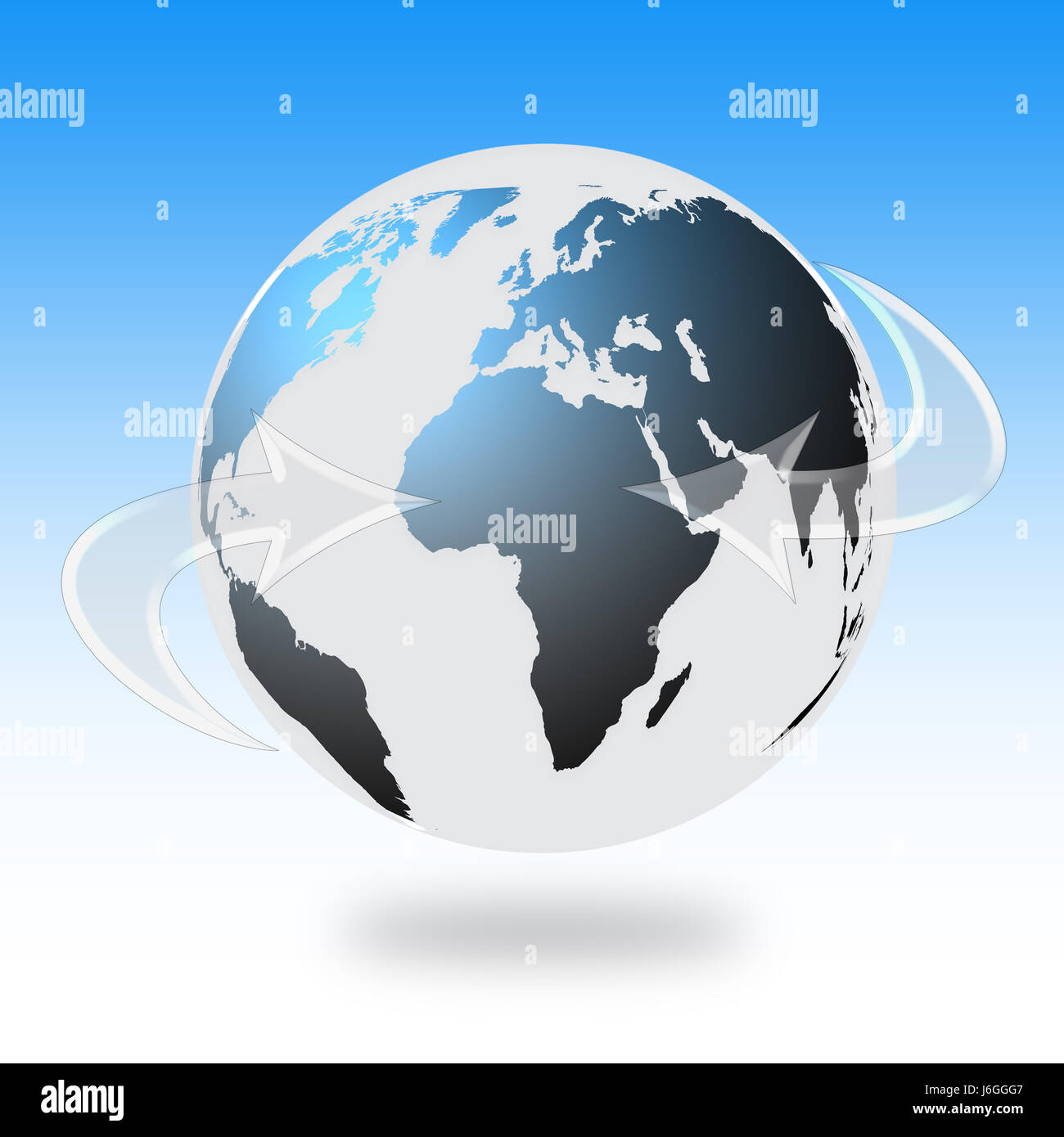 blaue Karte Dart Pfeile globaler Atlas Reisekarte der Welt Karte Träne blau Stockfoto