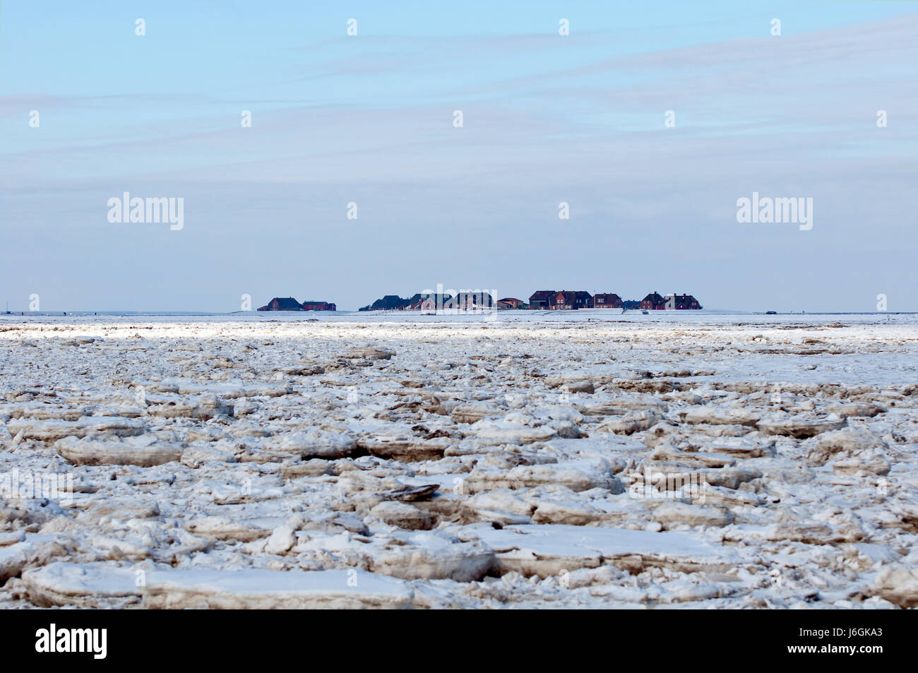 Winter Eis Watt Eisschollen Watten Schnee Winter Nationalpark Kaltwasser-Nordsee Stockfoto