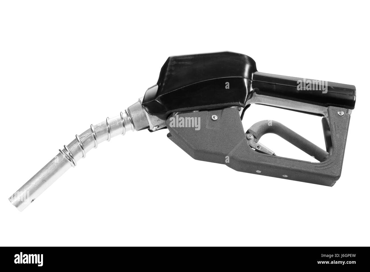 Brennstoff Gas Düse Benzin Benzin Pumpe Station Objekt isoliert Industrie neue Schwarz Stockfoto