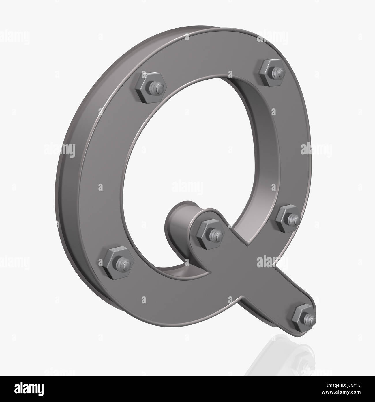 Schraube aus Metall Blech Brief Charakter Blockletters Zeichen Signal isoliert Stockfoto