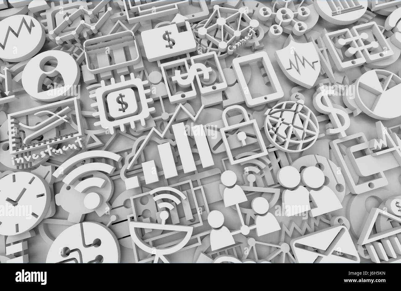 3D Illustration, Fintech finanzielle Internet Technologie Anlagekonzept. Internet der Dinge-Konzept, Symbol abstrakten Hintergrund Stockfoto