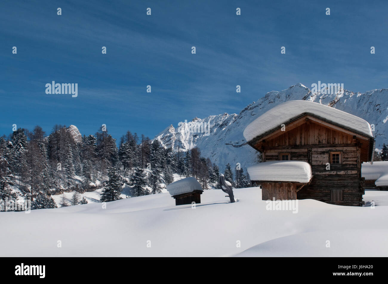 Berge Winter Dolomiten wandern gehen Wandern Wanderung Naturpark Lodge migrieren Stockfoto