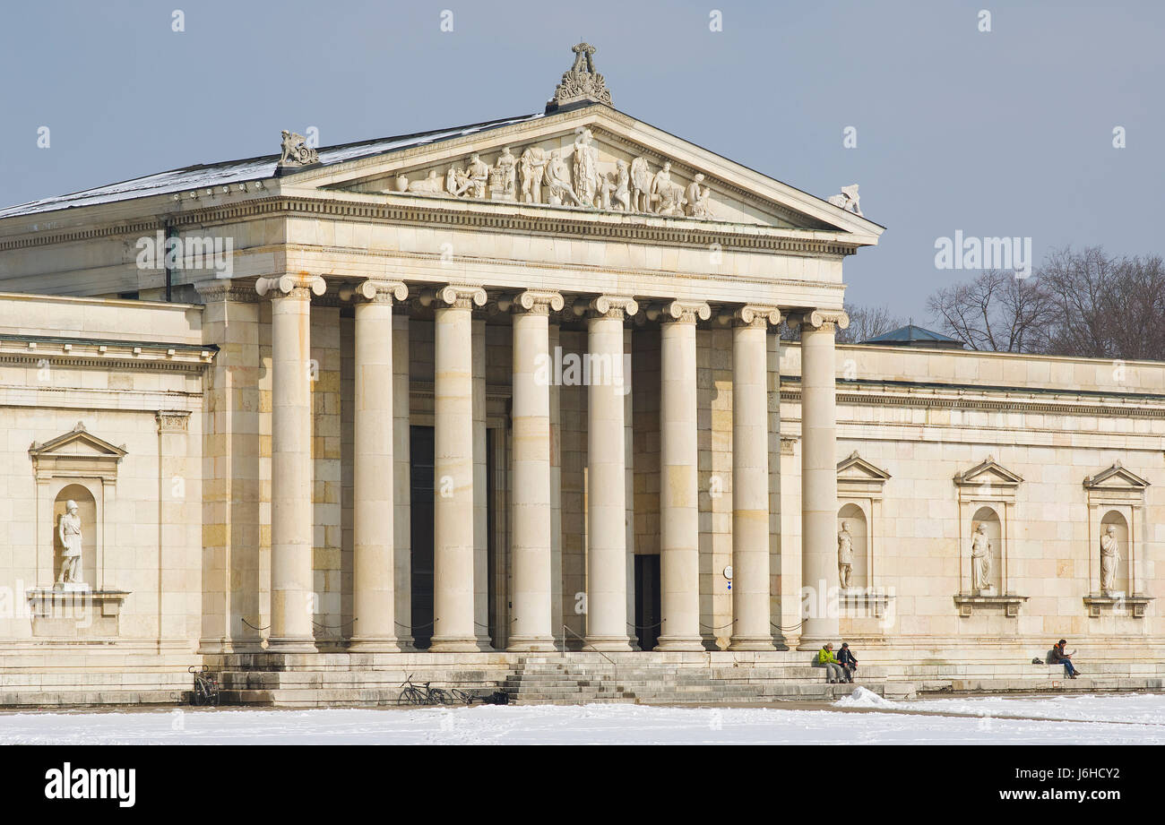 historische Kunst Winter Bayern Sightseeing München historische Tempel Kunstmuseum Stockfoto