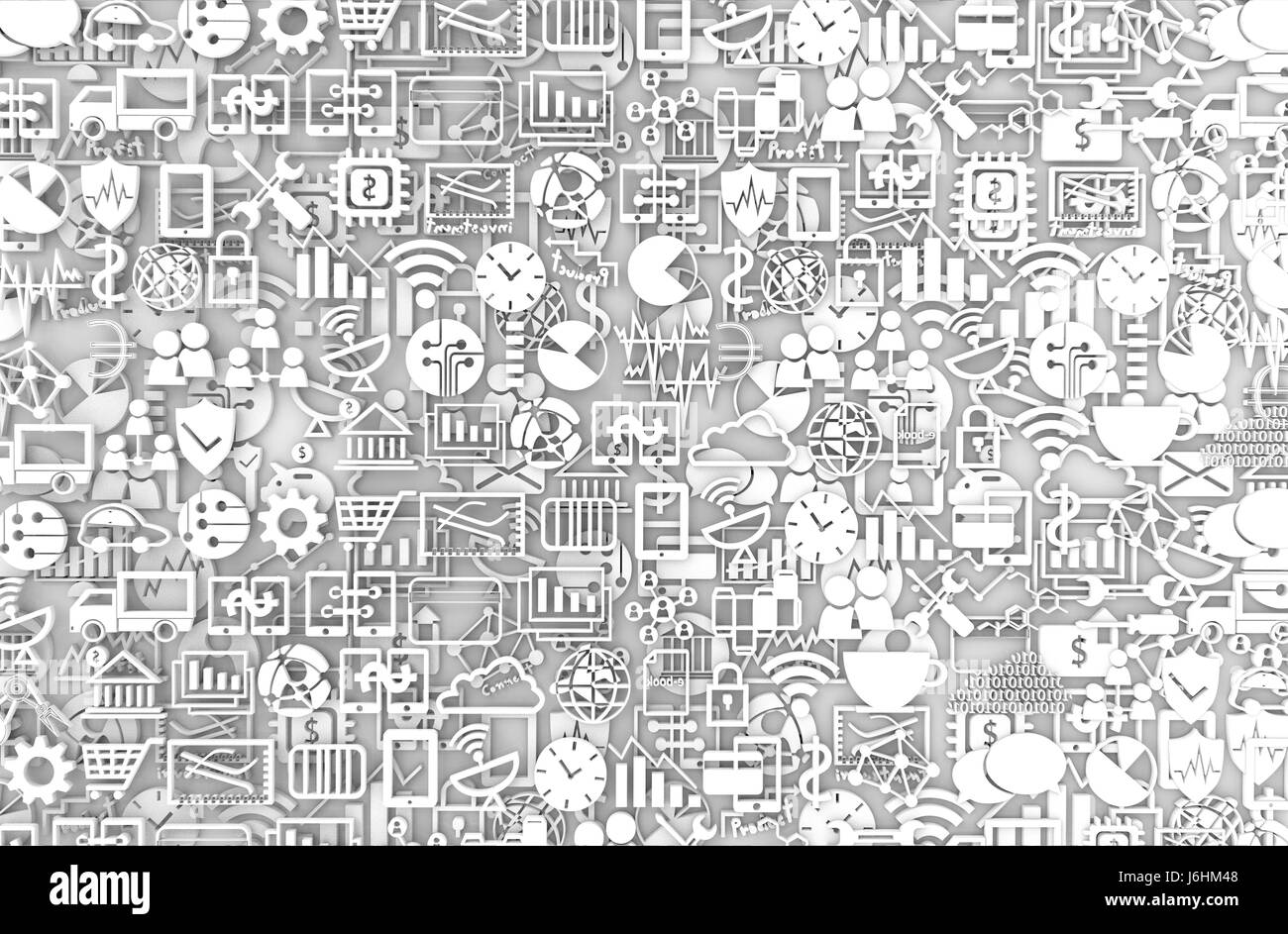 FinTech Anlagekonzept finanzielle Internet Technologie. Internet der verdünnt und Anlagekonzept. Symbole abstrakten Hintergrund, 3D illustration Stockfoto