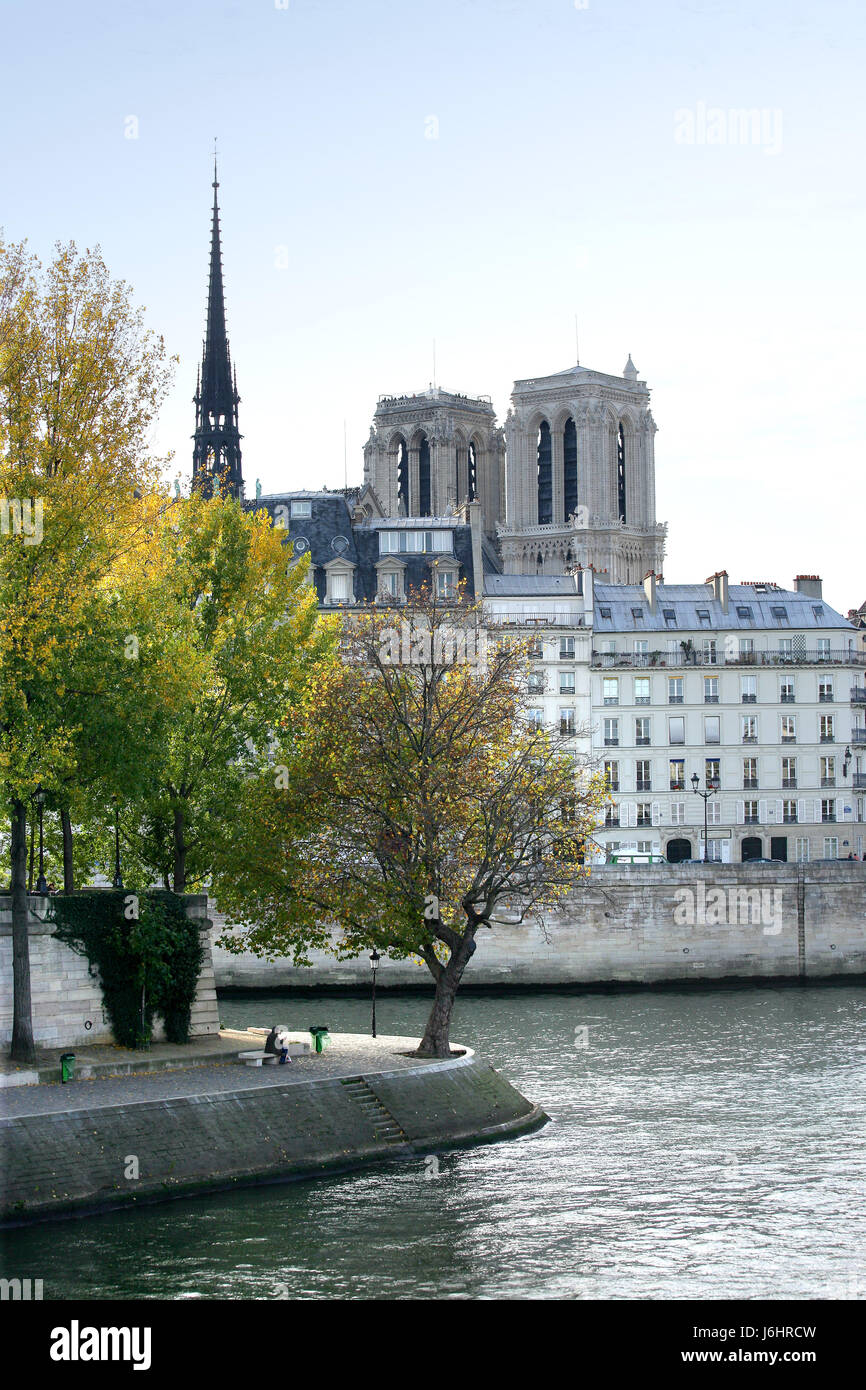 Stadt Paris Frankreich Fluss Wasser Bords de Seine Ile De La Cit urban Stockfoto