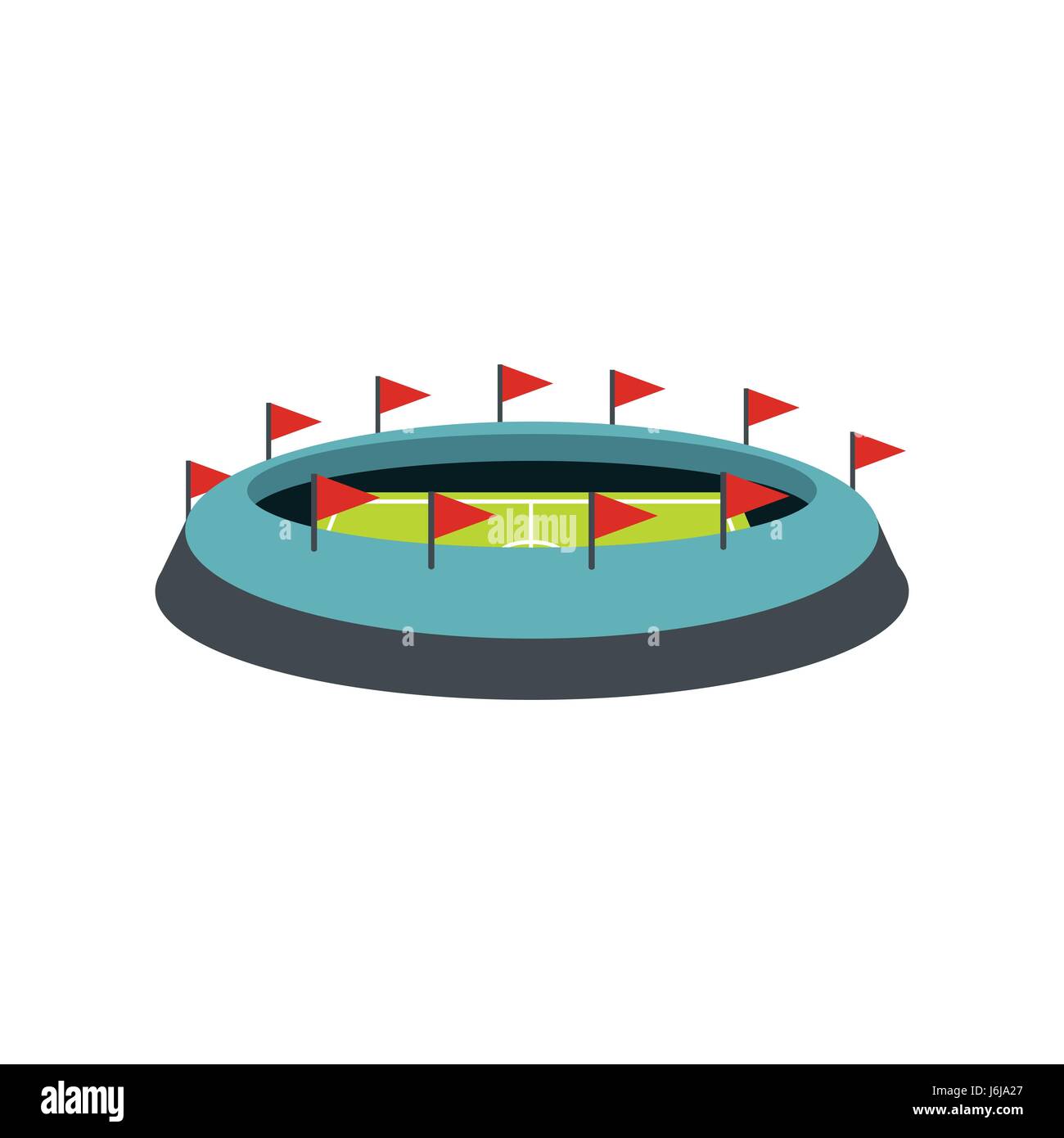 Runde Stadion mit Flaggen-Symbol Stock Vektor