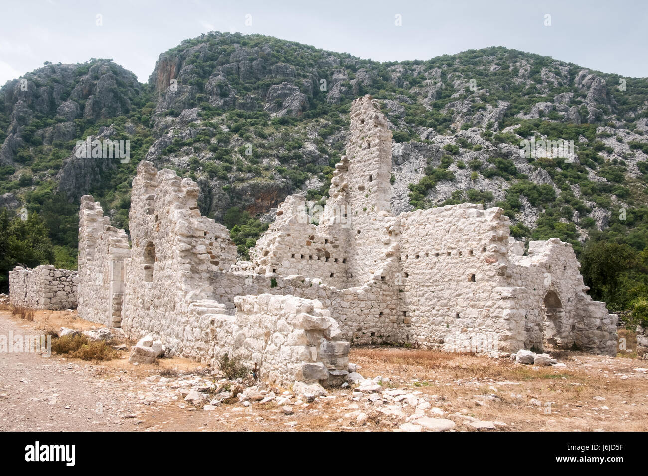 Olympos Ruines in Cirali, Kemer, Türkei. Stockfoto