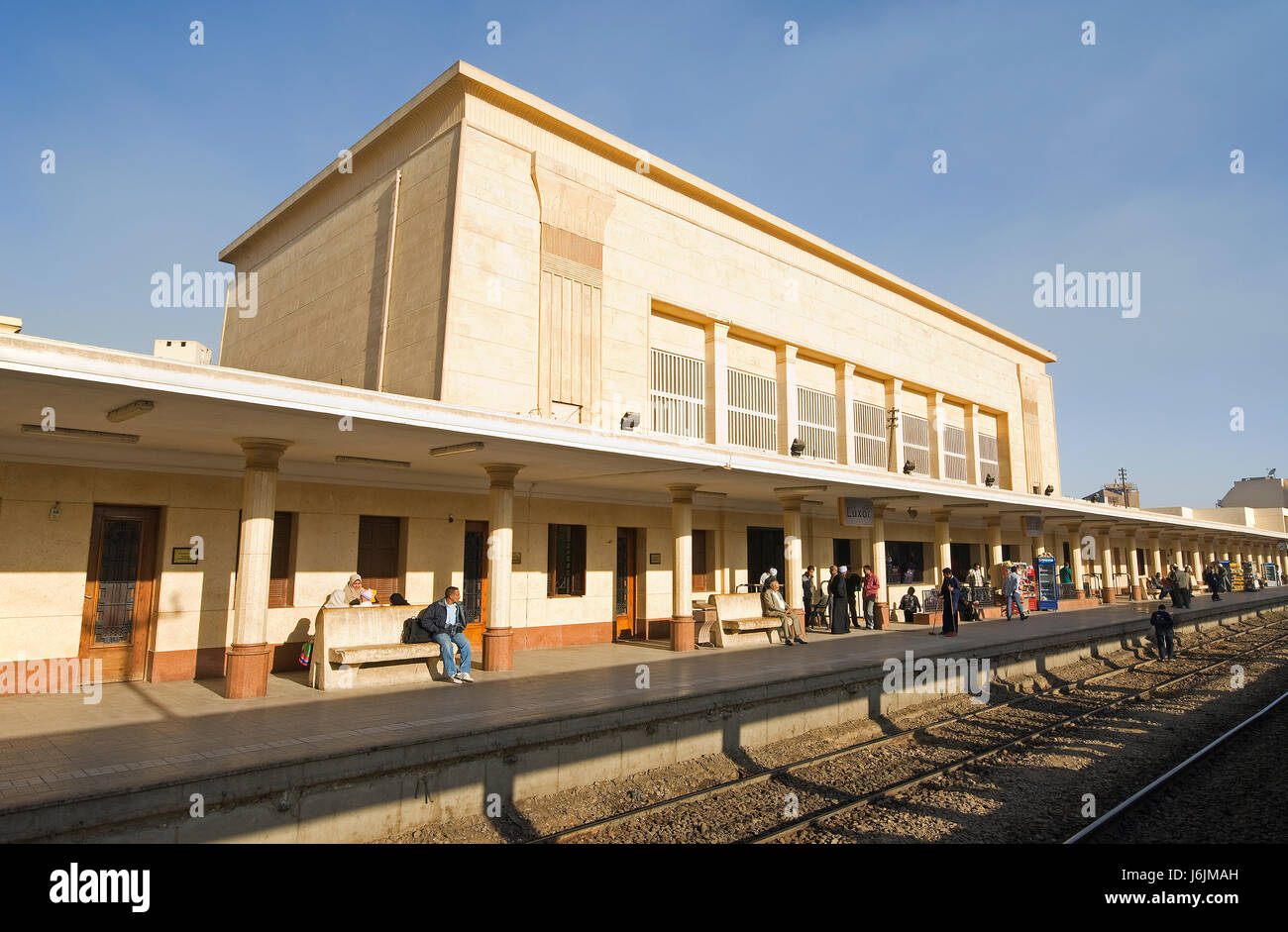 Bahnhof Stadt Afrika Sightseeing Ägypten Stadtwappen Bau Gebäude station Stockfoto