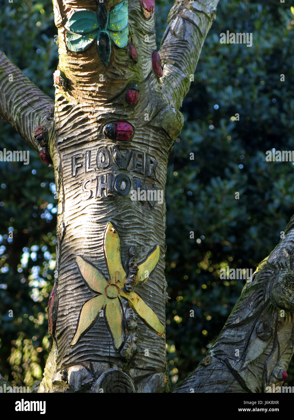 Decrotively geschnitzt Baum Princes Park Southport Stockfoto