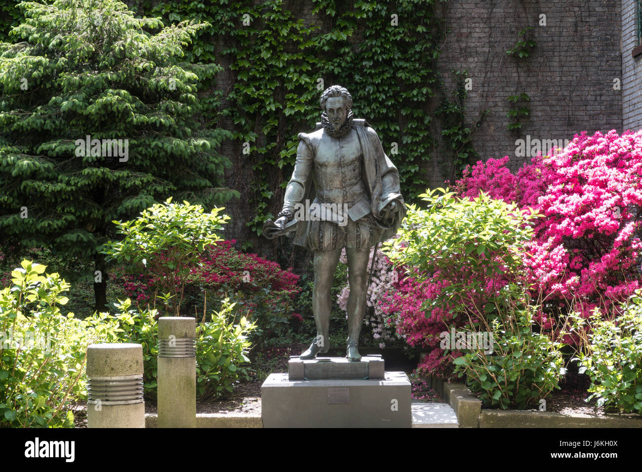 Miguel de Cervantes Saavedra Statue, "Willy's Garden", NYU, NYC Stockfoto