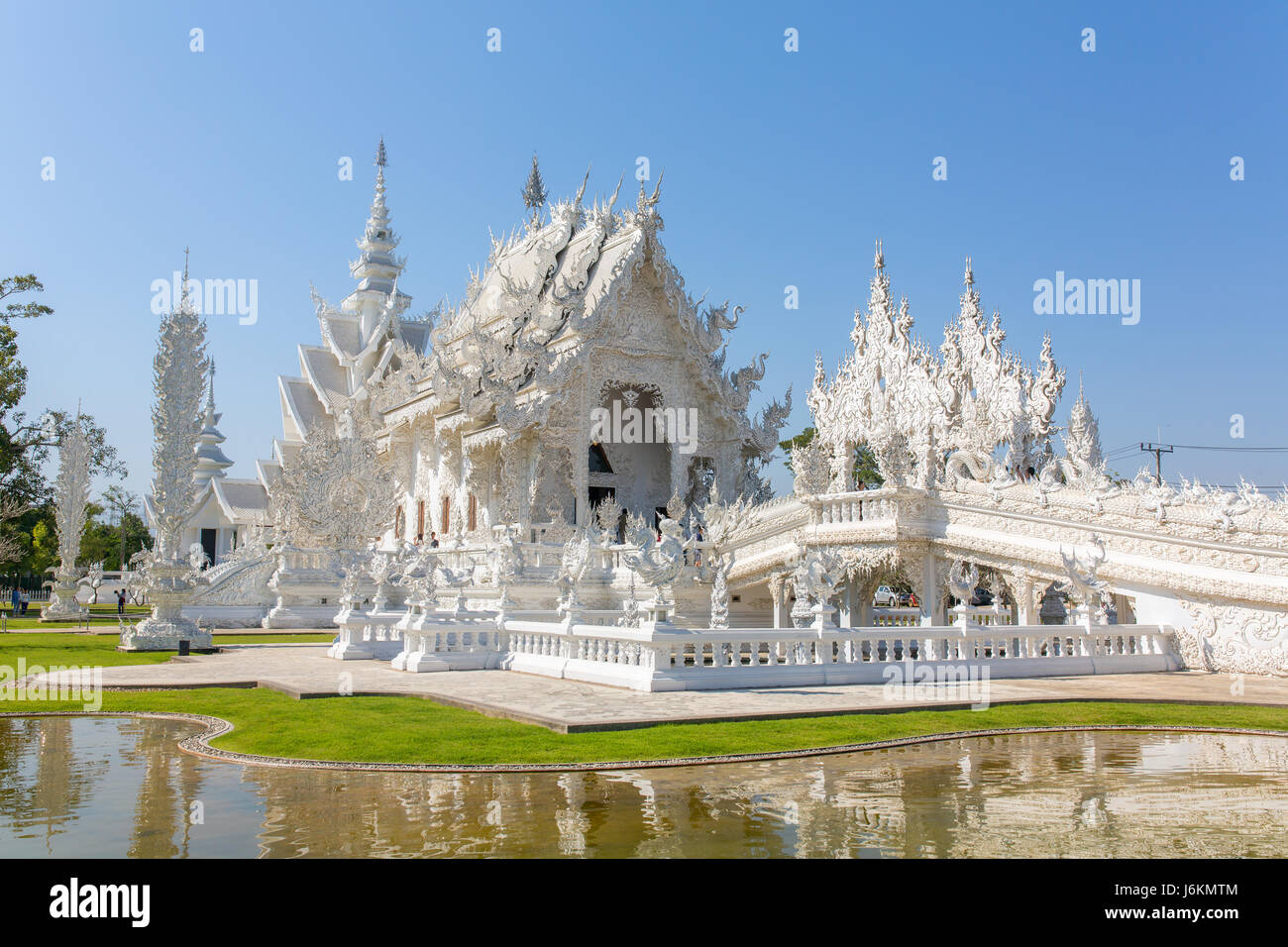 Berühmten Wat Rong Khun (weiße Tempel) in der Provinz Chiang Rai, Nordthailand Stockfoto