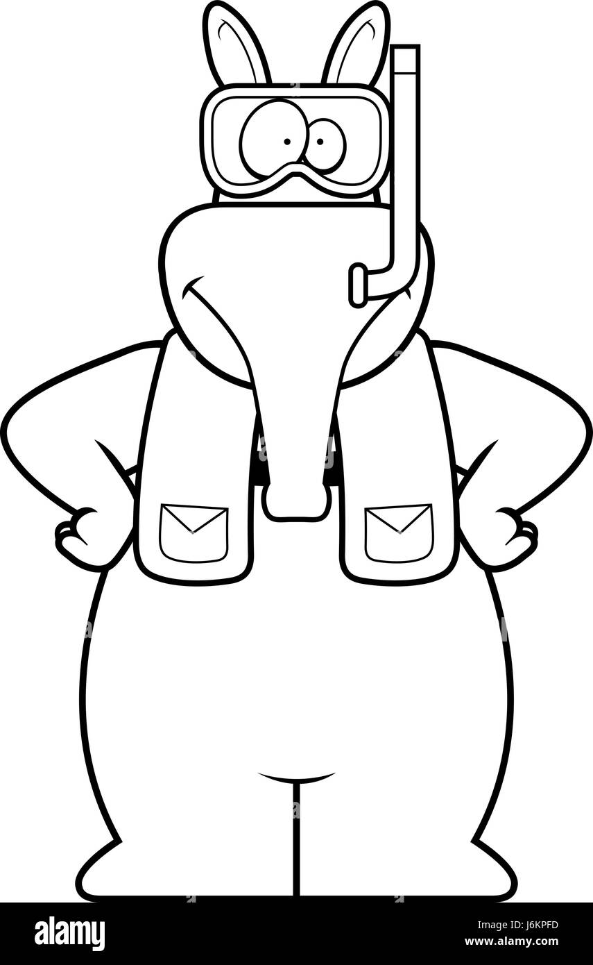 Ein Cartoon Illustration ein Erdferkel Schnorchel-Ausrüstung tragen. Stock Vektor