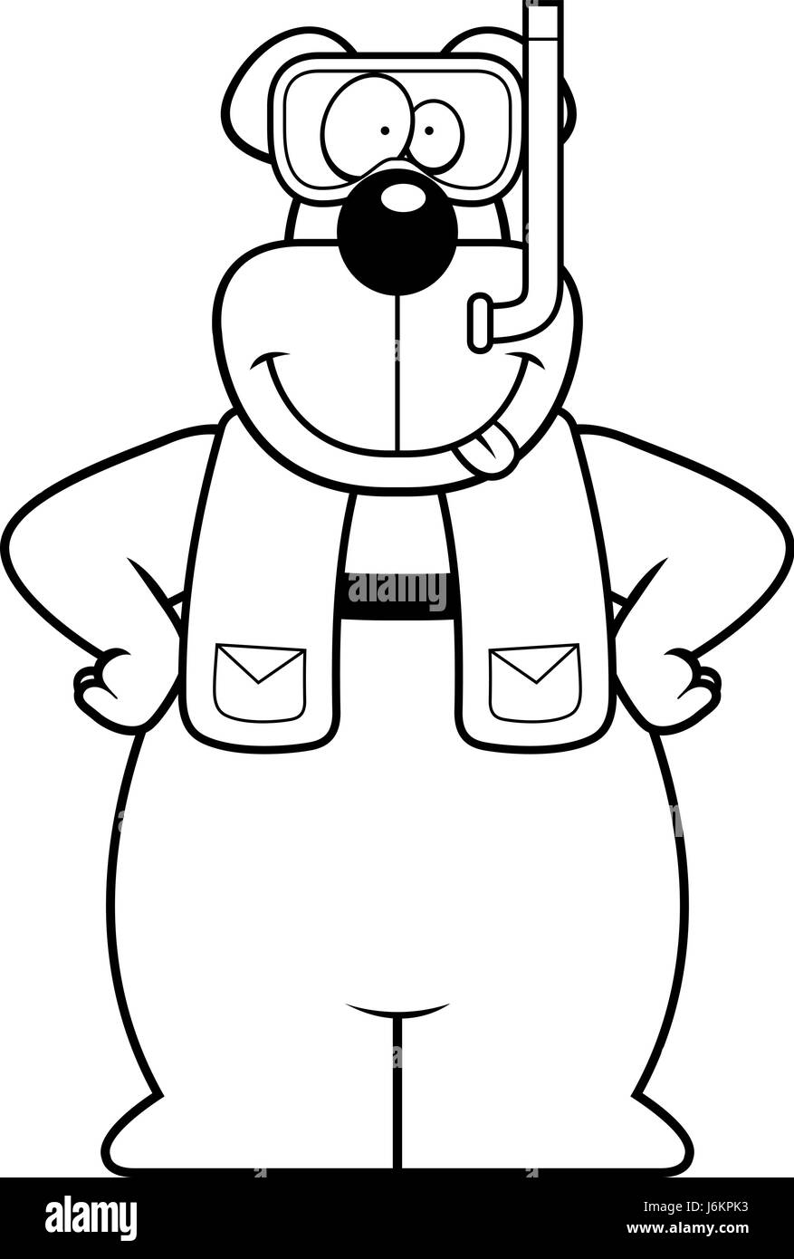 Eine Karikatur Illustration eines Bären tragen Schnorchelausrüstung. Stock Vektor