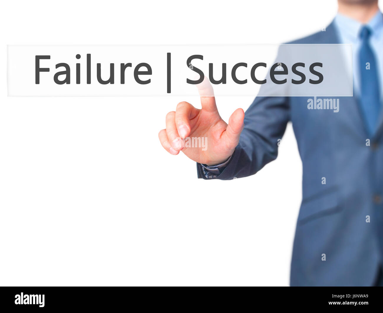 Failure Success - Geschäftsmann Hand Taste am Touch-Screen-Oberfläche. Wirtschaft, Technologie, Internet-Konzept. Stock Foto Stockfoto