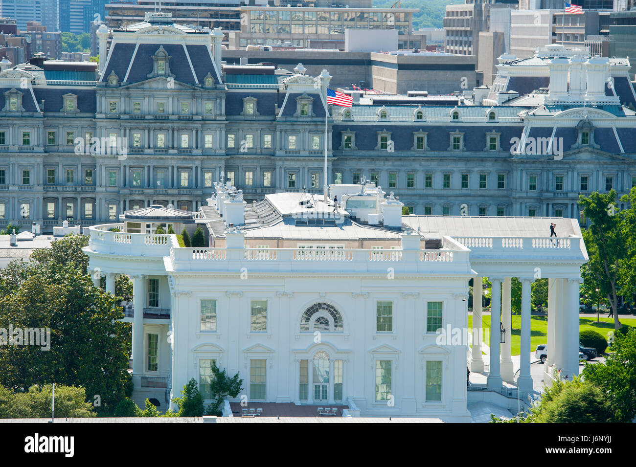 The White House der USA Washington DC Ostansicht des Hauses des Präsidenten der Vereinigten Staaten mit Blick auf den Old Executive Office Building Stockfoto