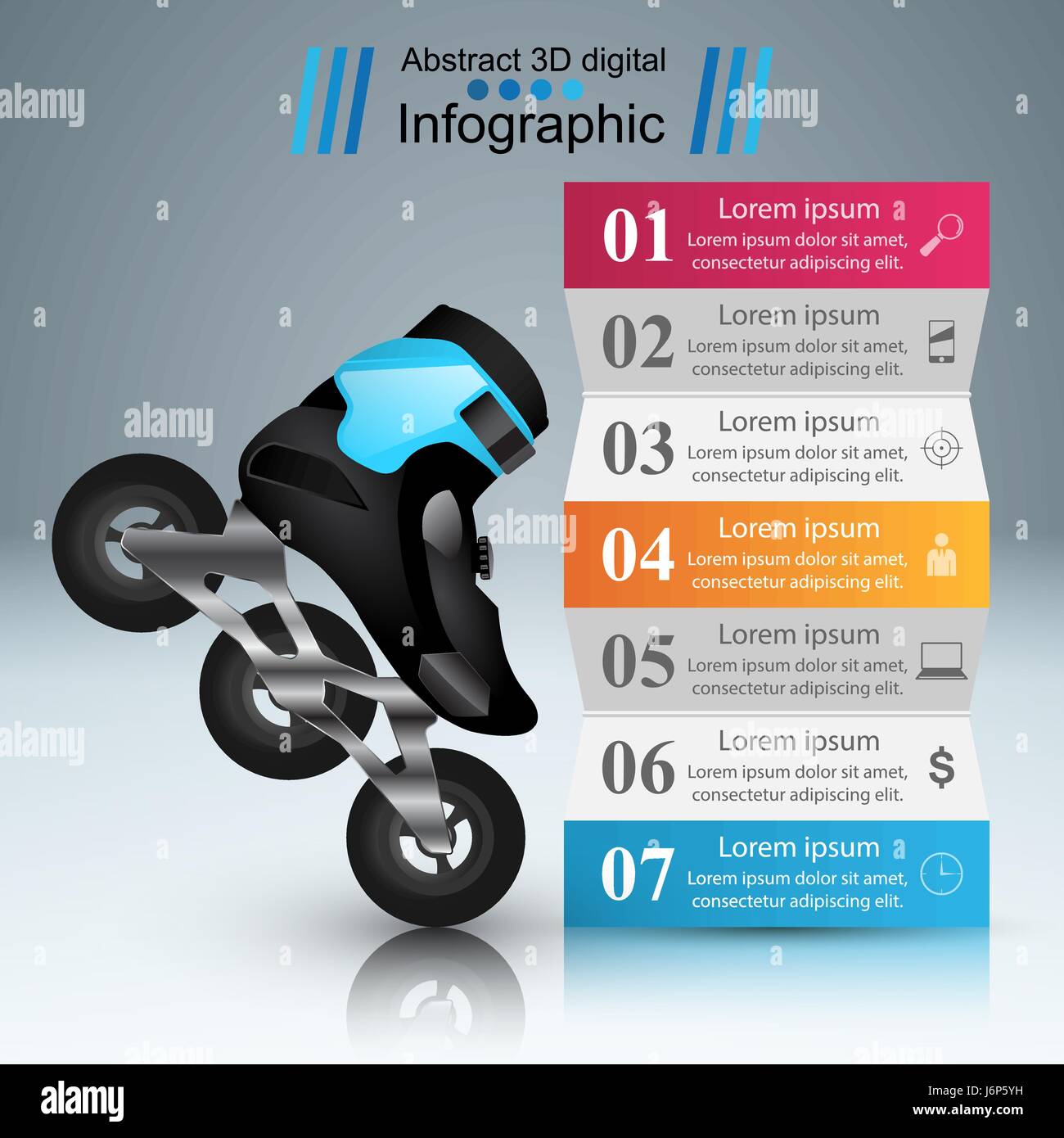 Sport-Infografik. Roller-Symbol. Stock Vektor