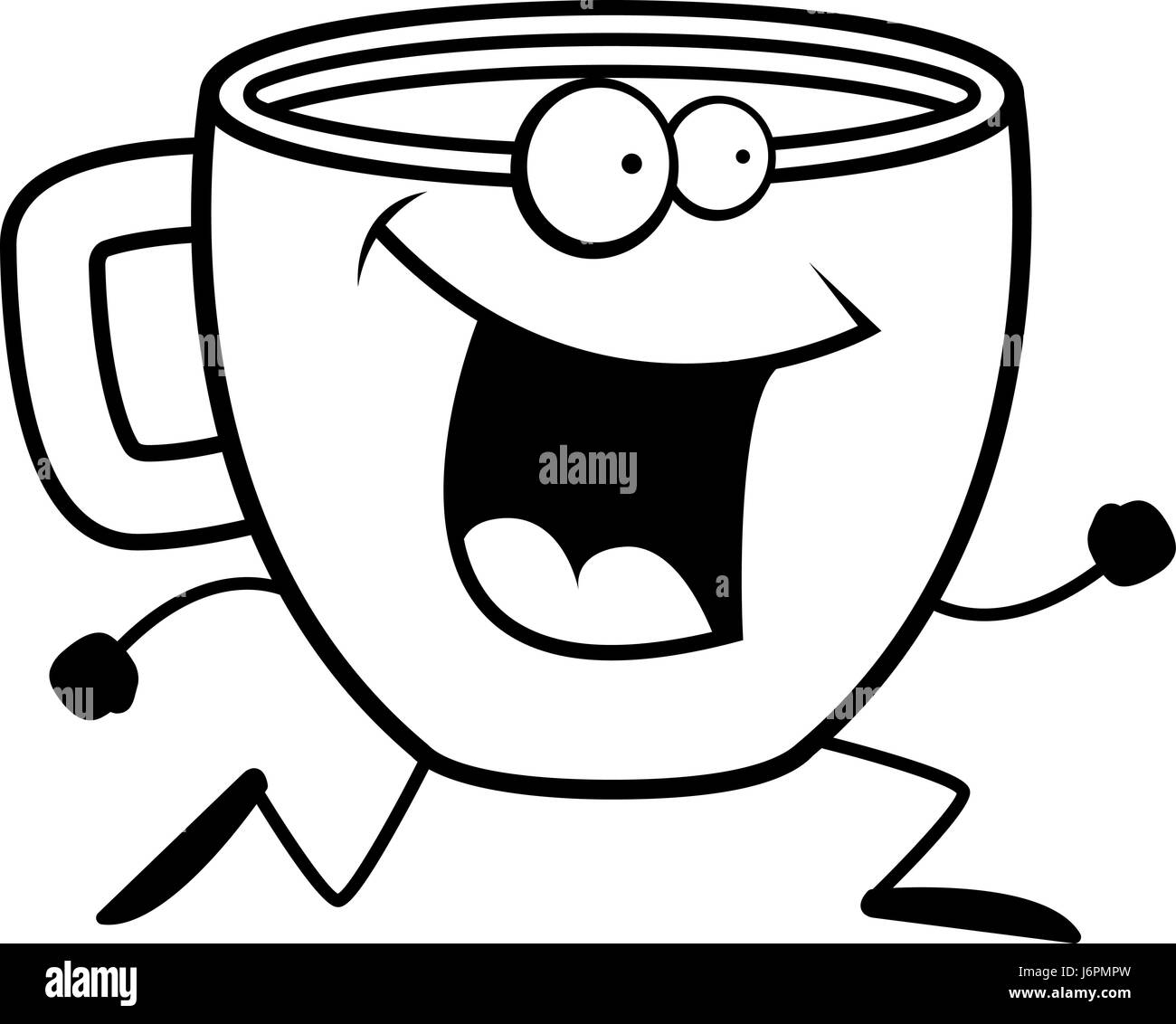 Eine glückliche Cartoon Kaffee Tasse laufen und lächelnd. Stock Vektor