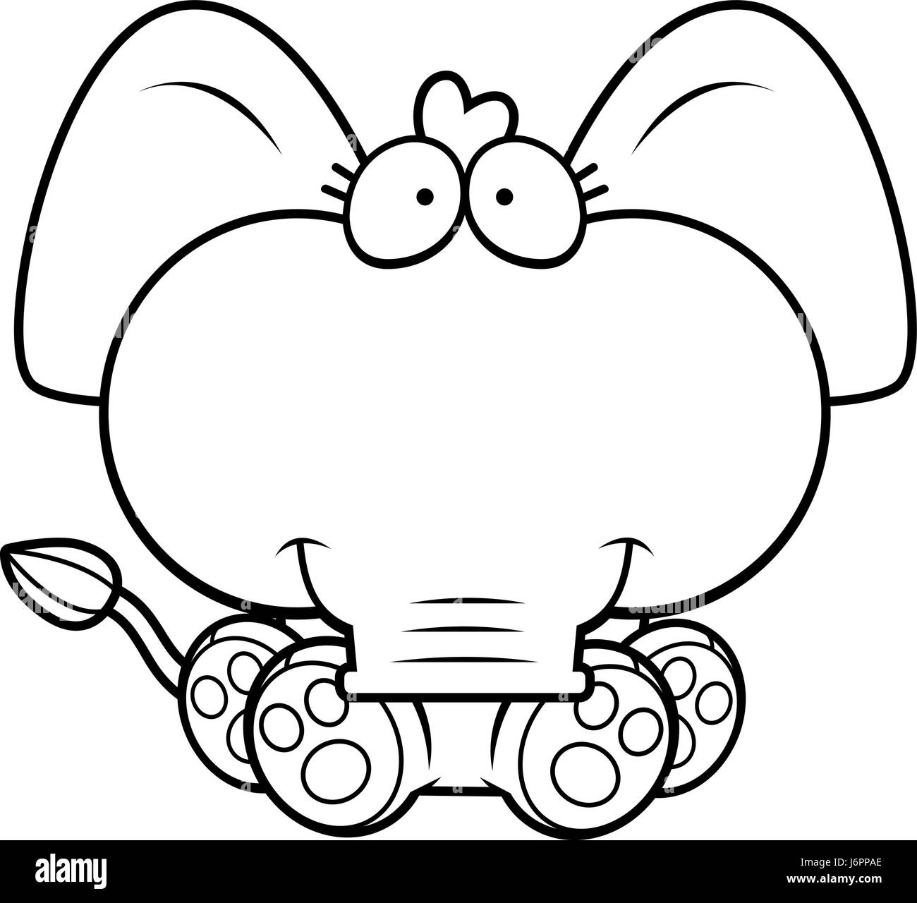 Eine Karikatur Illustration eines kleinen Elefanten lächelnd. Stock Vektor