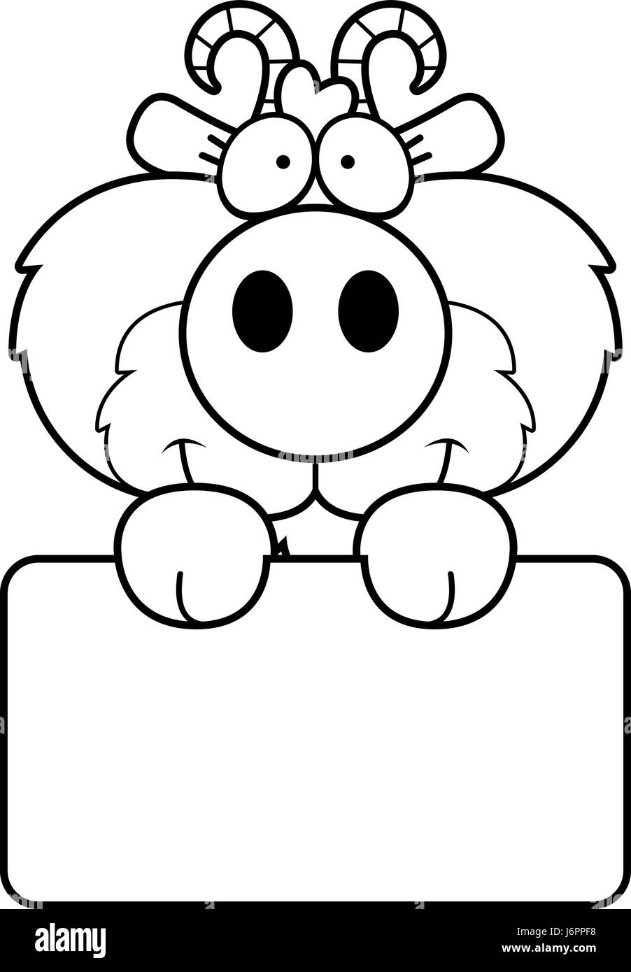 Ein Cartoon Illustration eine Ziege mit einem weißen Schild. Stock Vektor
