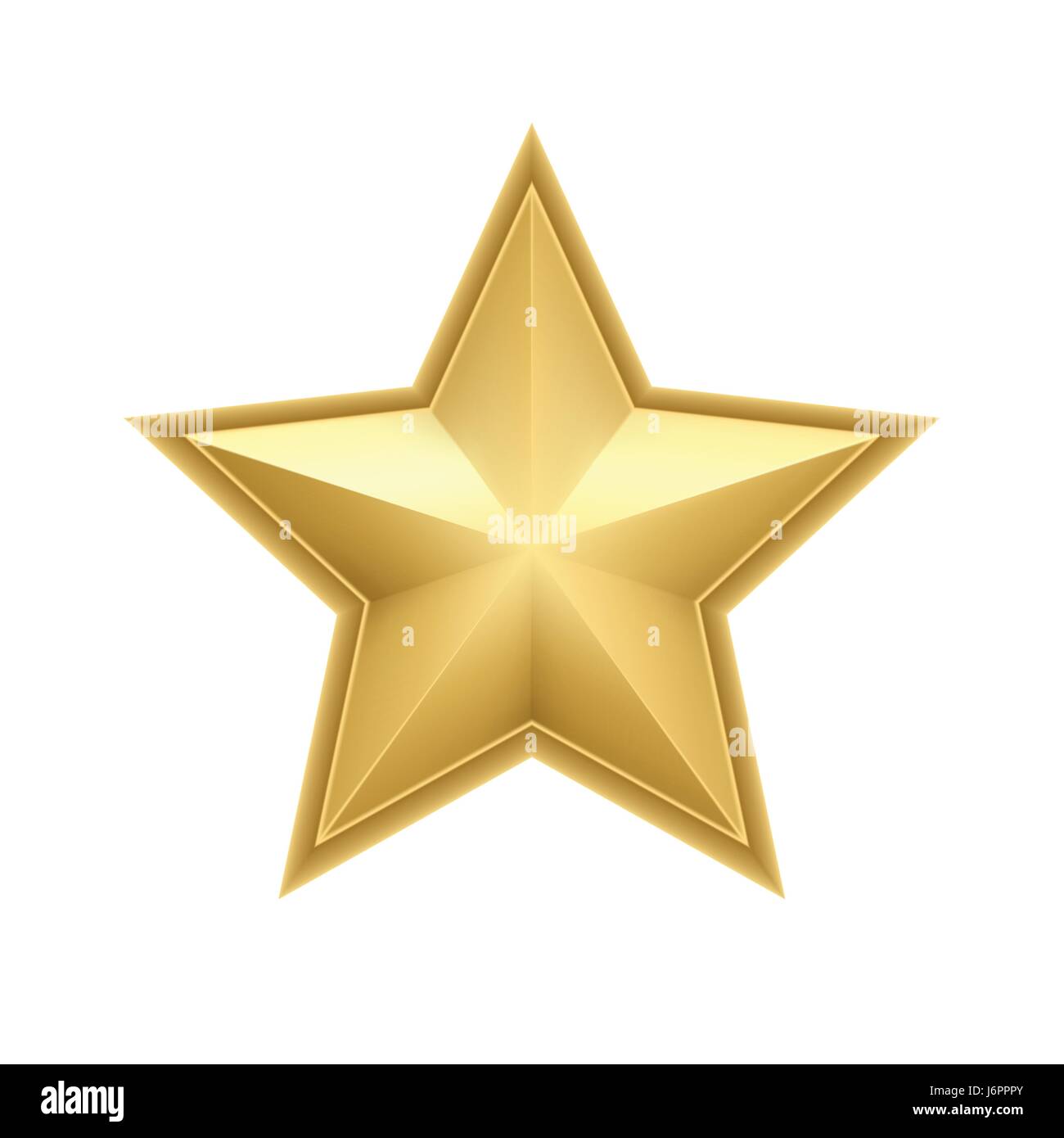 Realistische metallisch goldene Stern isoliert auf weißem Hintergrund. Vektor-illustration Stock Vektor